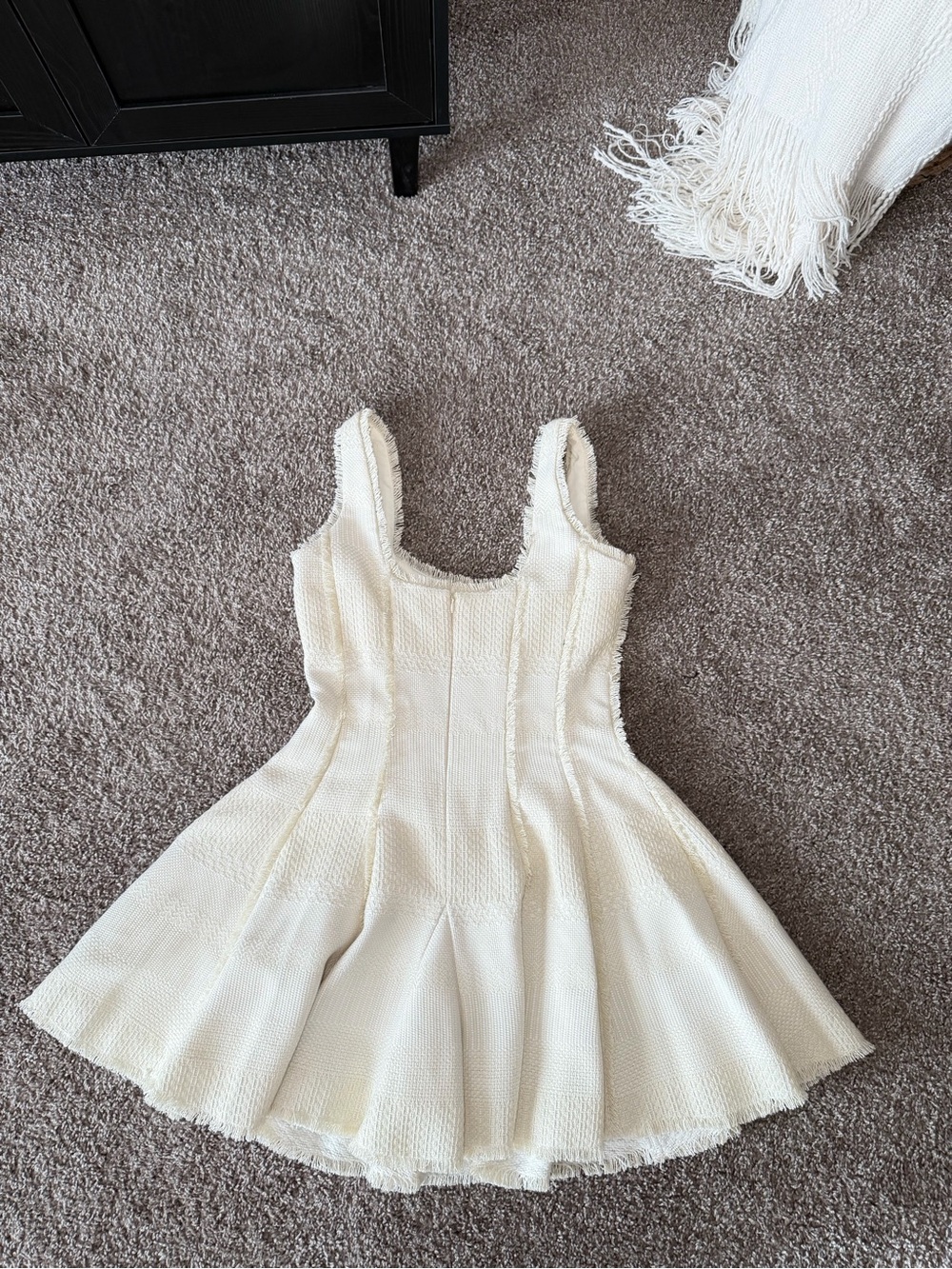 ANTONIO MELANI Cream Textured Knit Fit-and-Flare Dress for Kids - Picture 3 of 3